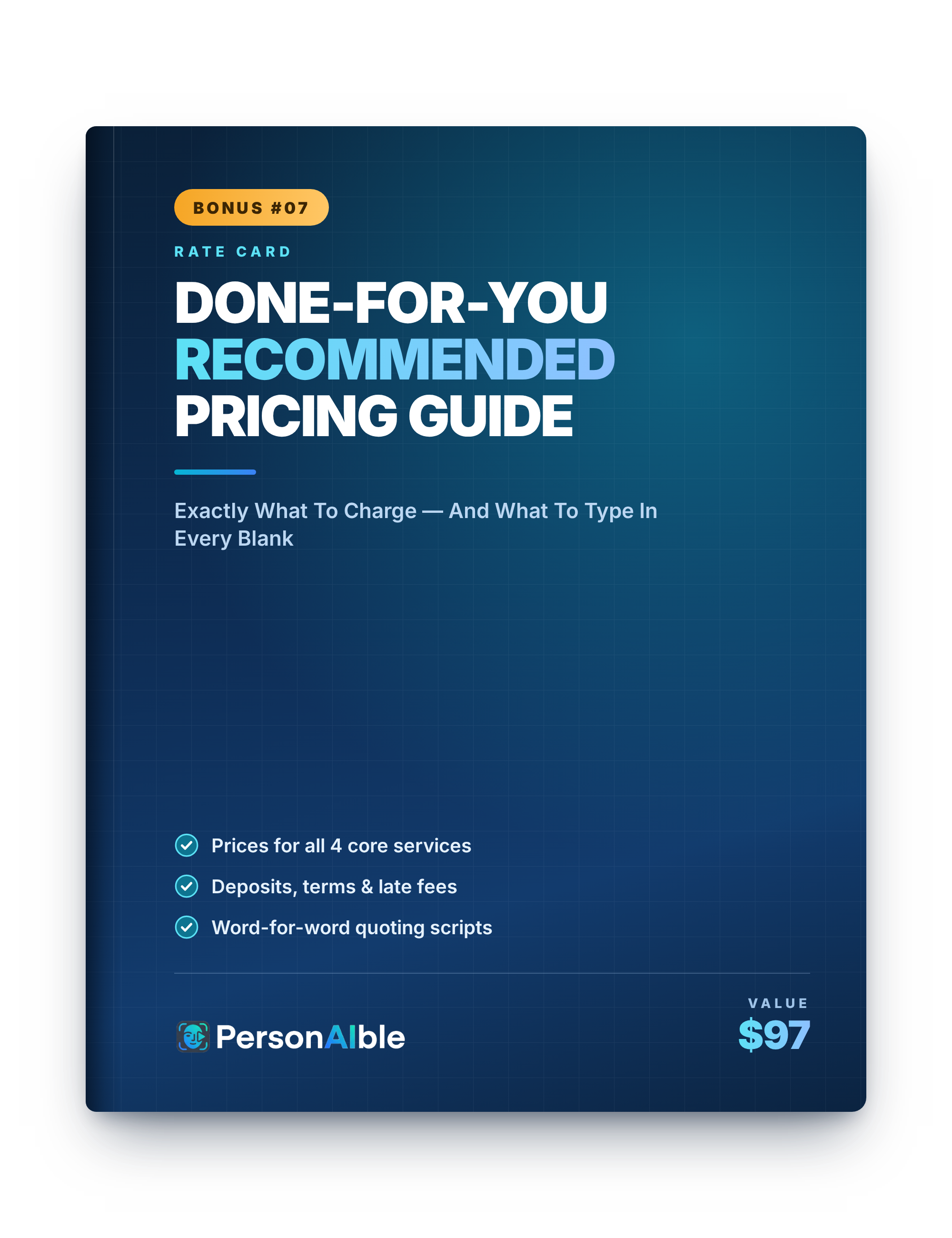 Bonus 7 eCover: Done-For-You Recommended Pricing Guide