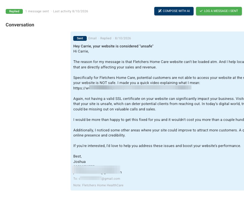 Prospect email reply example